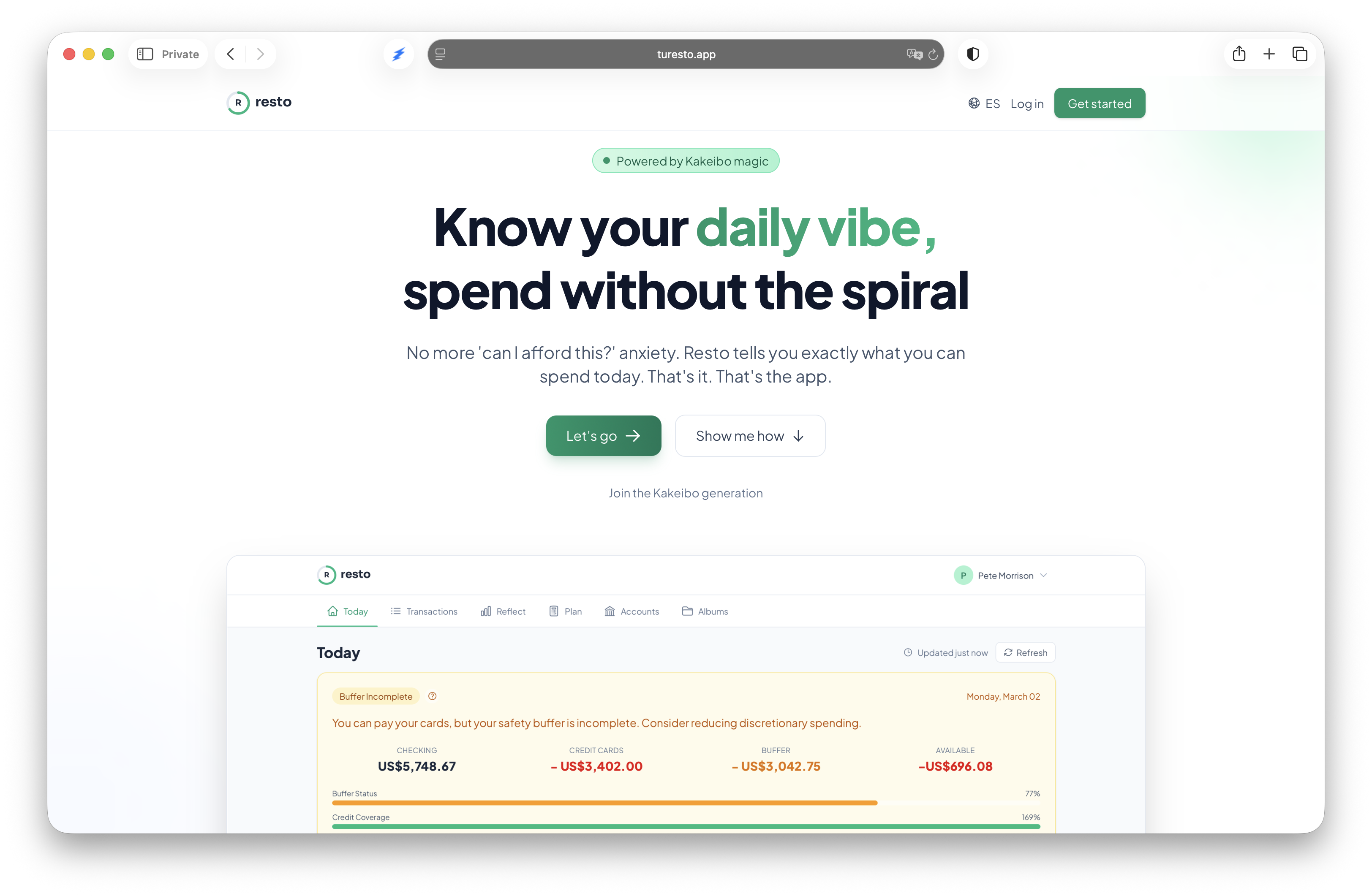 Resto — Know your daily vibe, spend without the spiral