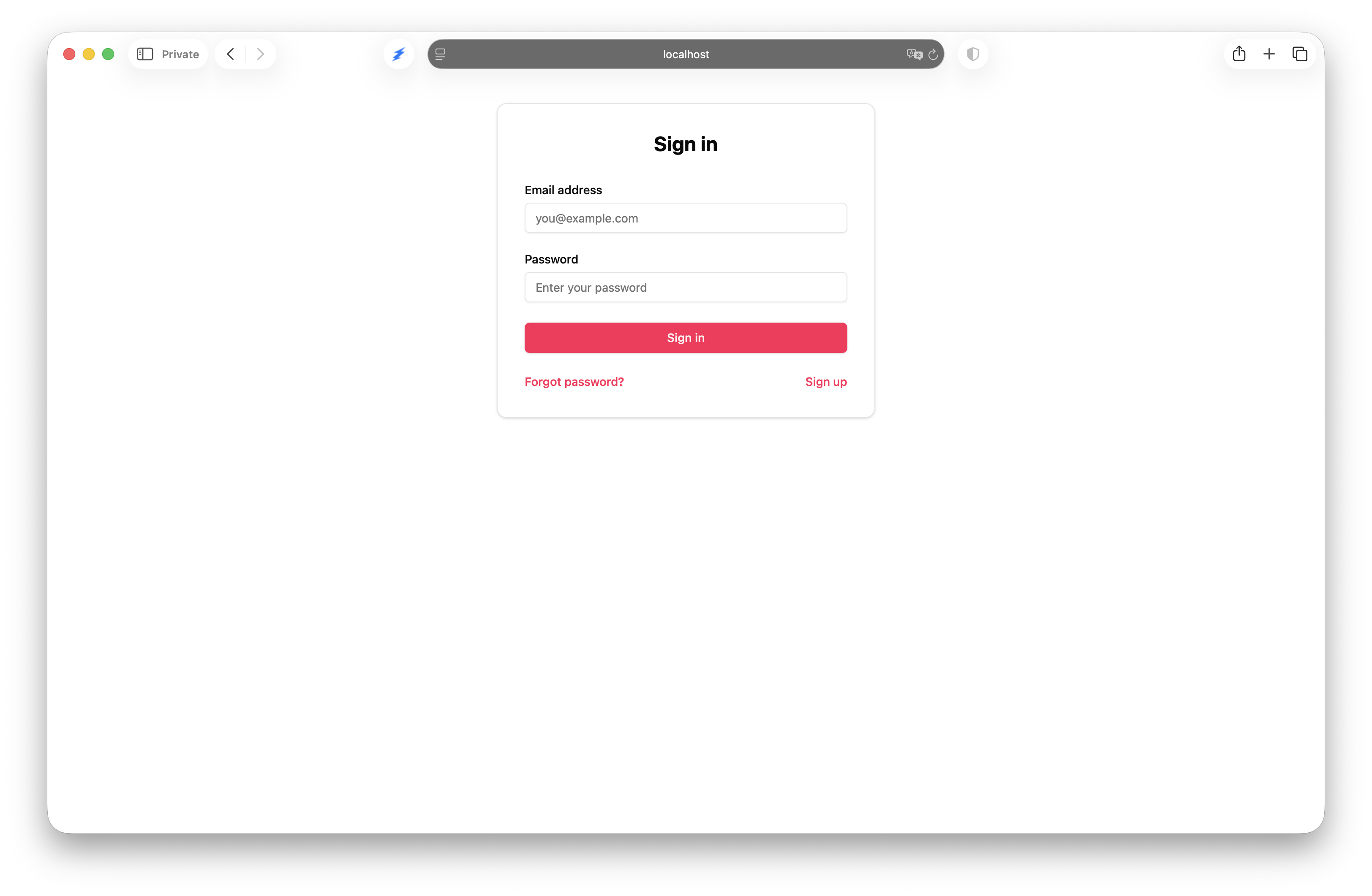 Generated sign-in page with email and password fields