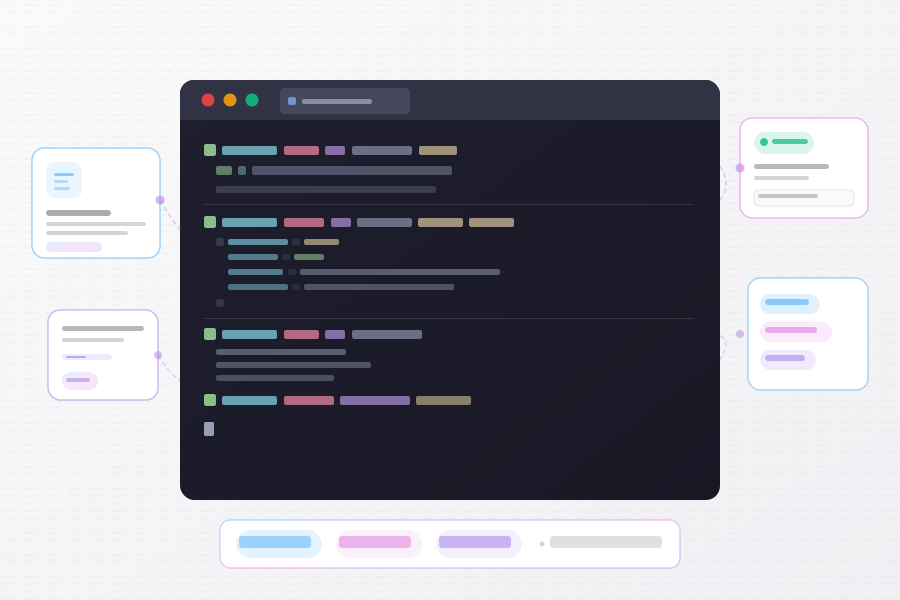 Recuerd0 logo over a terminal showing grep, glob, and read commands against an AI memory store