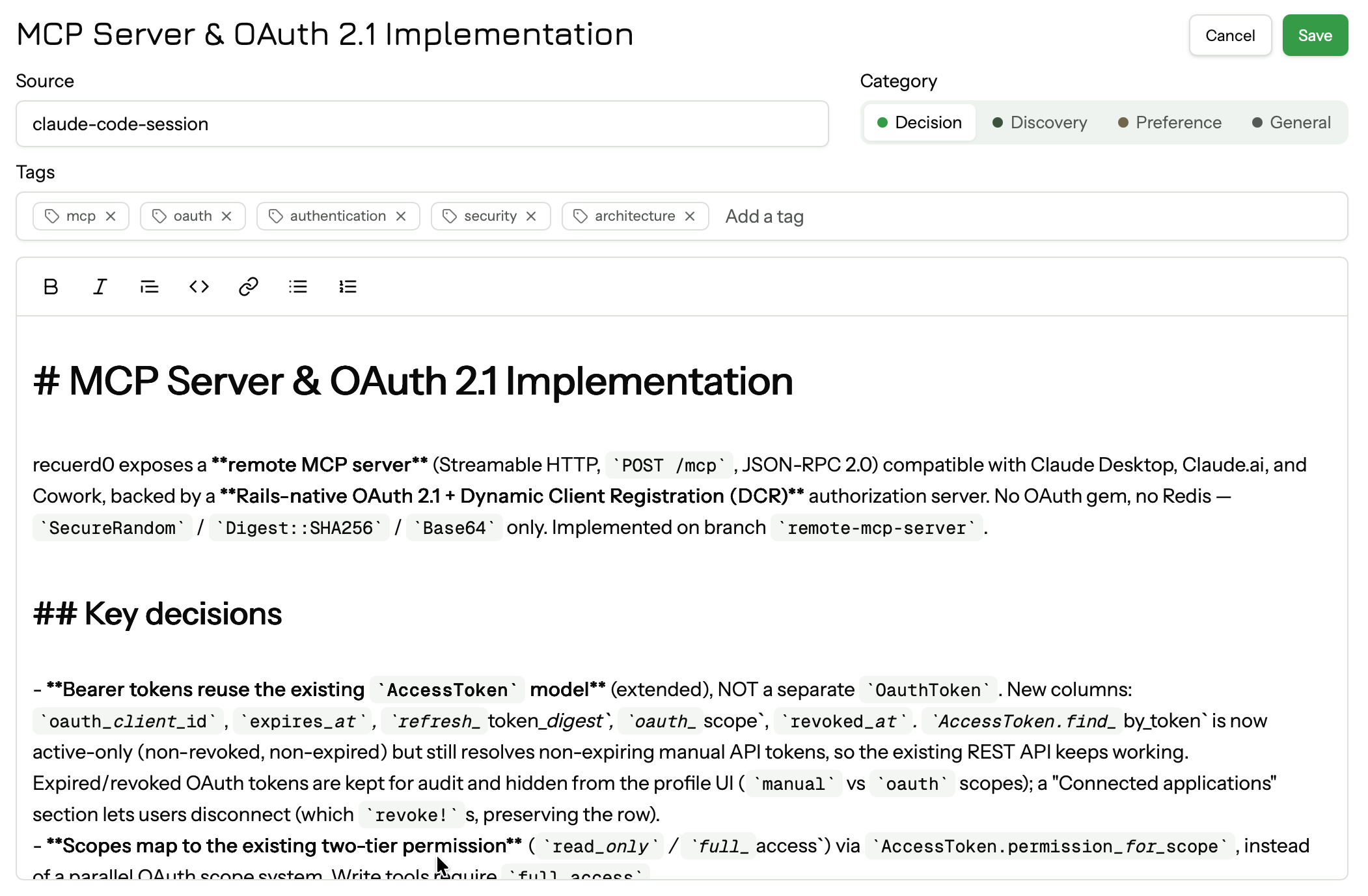 recuerd0's new markdown editor based on House MD, with a minimal toolbar for bold, italic, quote, code, link, and lists